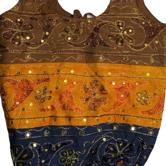Indian Traditional Gold Stitched Sequined Hobo Shoulder Bag - Picture 2 of 12
